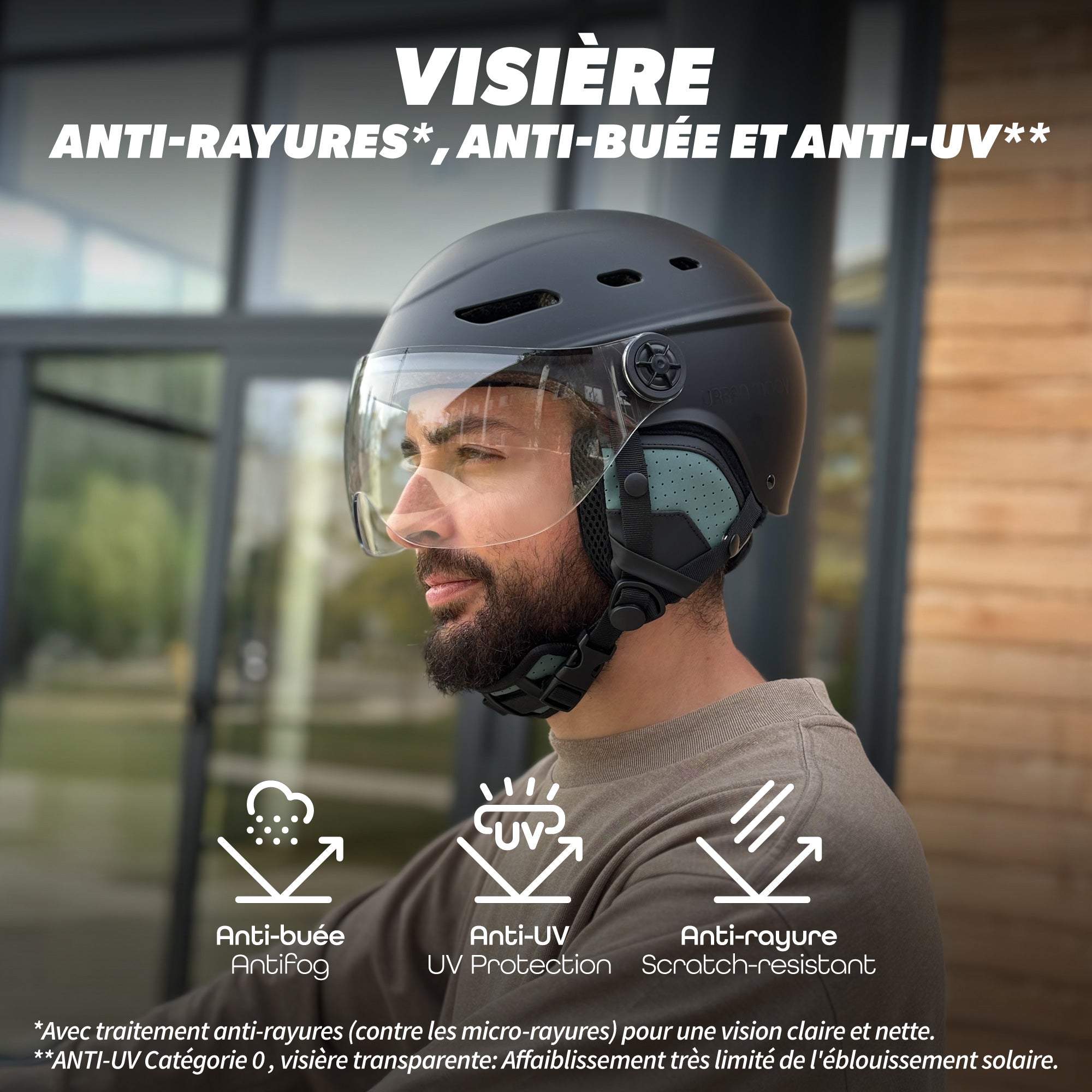 bike helmet uv Protective helmet with detachable visor and earmuffs